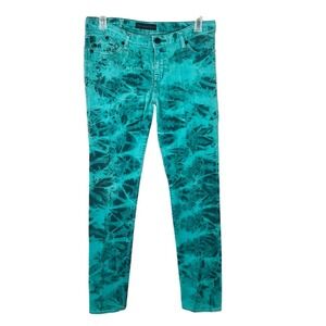 Rock‎ & Republic Berlin Skinny Jeans Womens 14M Teal Black Tie Dye Skater Skull